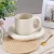 Import Coffee cup and saucers ceramic porcelain mug with big ears hand hold pattern splash ink cup fat coffee cup set from China