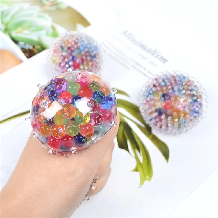 Colorful sensory toy stress ball with water beads inside