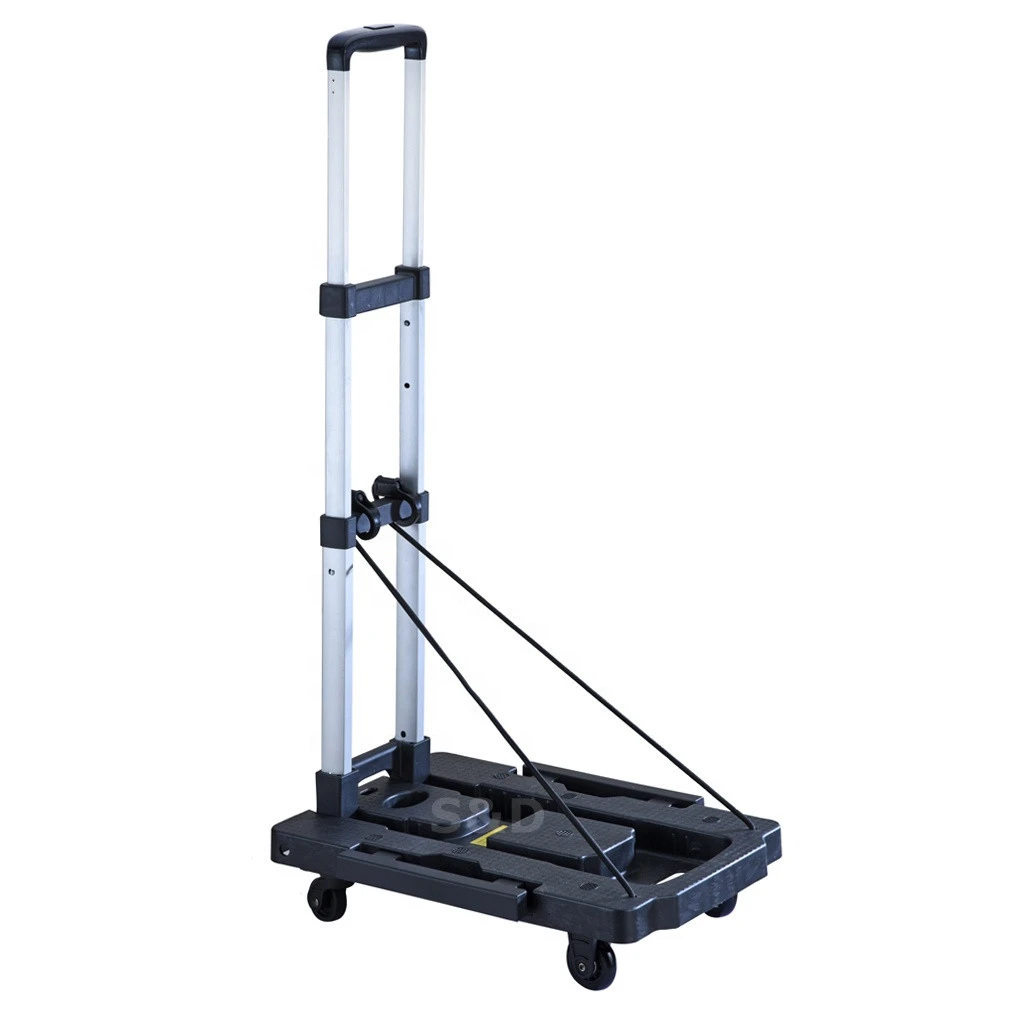 Compact aluminum heavy duty platform lightweight portable dolly folding luggage hand trolley cart truck 5 silent spinner wheels