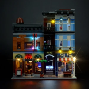 Construction Toy Set Detective office city street view building blocks compatible with 10246 led light
