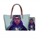 Cool fashion, high quality and super capacity fashion girl custom print design leisure handbag with a wallet bag