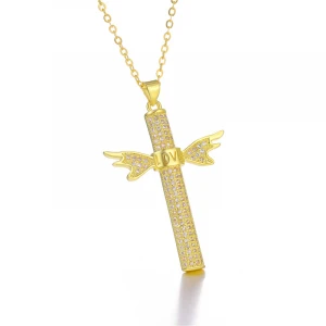 Copper Plated Gold Cross Love Pendant Lucky Fashion Necklace Pendant charms  Not included chain