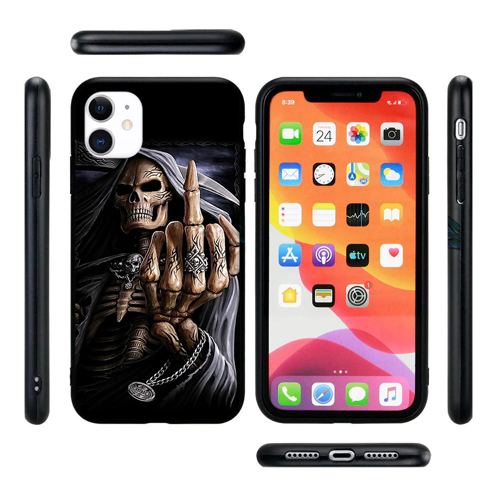 Creative Printed Phone Case for Samsung Note 20 Fashion Skull Skeleton Grim Reaper Soft silicone for iphone11 12 pro max