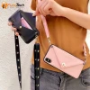 Credit Card Phone Case Wallet Strap Crossbody Long Chain For iPhone 7 8 Plus Camellia Phone Case For iPhone X XR XS Max Cover