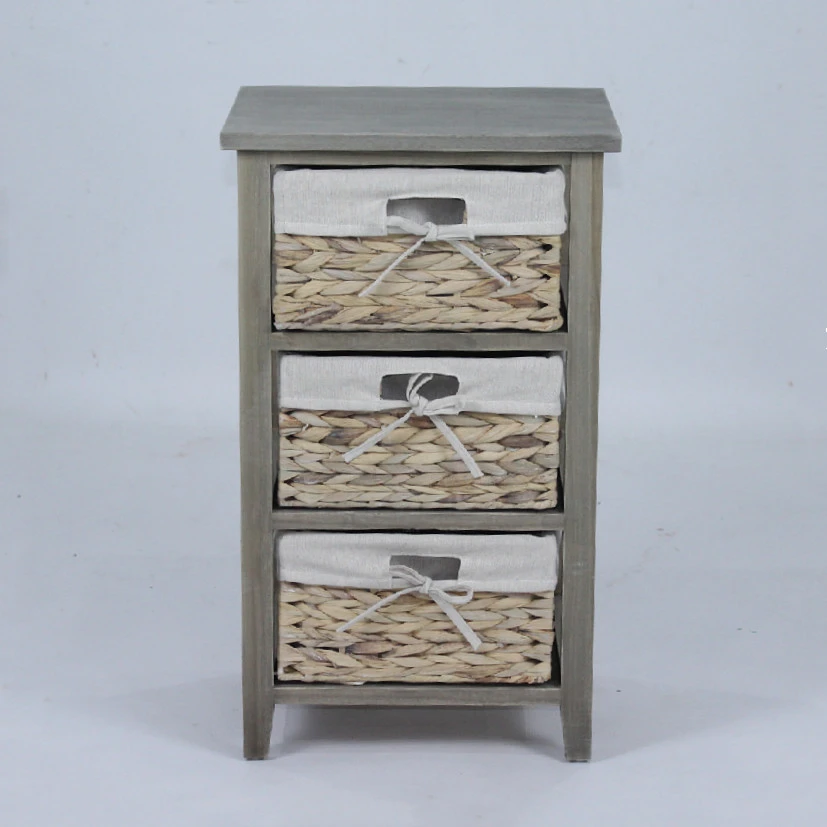 Custom Chinese Factory Price Storage Cabinet Home Furniture with water hyacinth basket