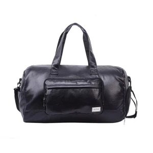 custom leather waterproof travel duffel bag men women gym bag sport with shoe compartment