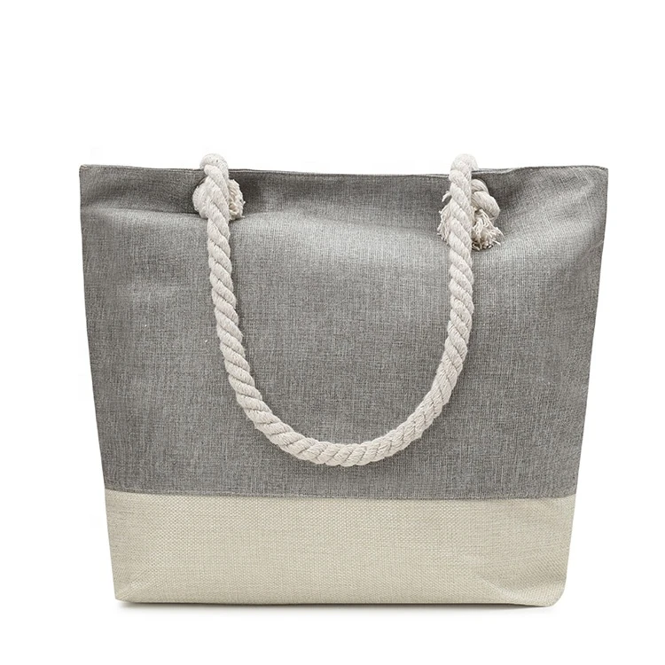 Custom Logo beach bag Simple and fashionable double-sided stitching travel storage canvas big bag