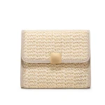 custom logocasual shorts purse small straw plait change card holder wallet