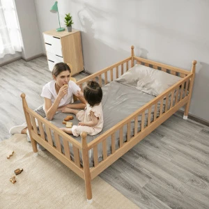 Custom Made Eco-Friendly Large Size Beech Wooden Children Baby Bed Cribs Cot