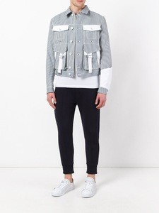 Custom man new fashion striped cotton denim short jean jacket with original design