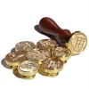 Custom Personal Sealing Wax Stamp Round Brass Head and rose wooden handle