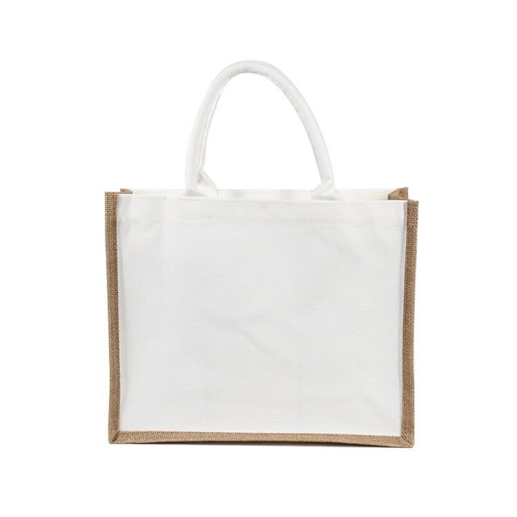 Custom Printing Logo Large Jute Canvas Shopping Tote Bag