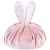 Import Custom Recycled 1 Piece Flat Round Eyelashes Velvet Lazy Drawstring Make Up Cosmetics Bag with Two Rabbit Ears from China