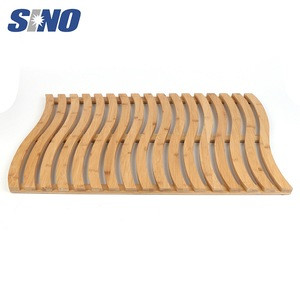 Custom Size Waterproof Bath Shower Wooden Anti Slip Bamboo Floor Mat