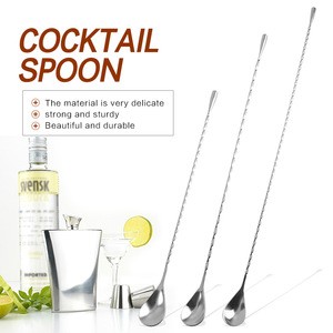 Custom Stainless Steel Cutlery Set Creative Bar Cocktail Stirring Spoon Swizzle Stick Long Mixing Spoons Home Supplies