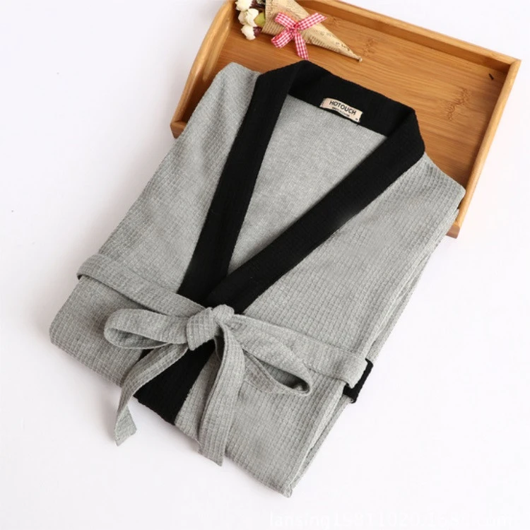 Custom100% Cotton Washable White Breathable Modal Waffle Bathrobe For Men With Logo