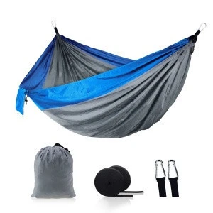 Customize logo High quality Parachute 210T Nylon Fabric Double portable  camping Hammock with straps