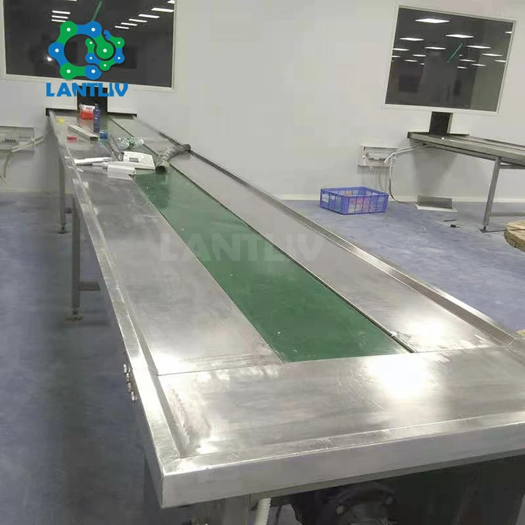 Customized Conveyor Belt 4M Stepless Speed Regulation Full Automatic Conveyor Table For Cosmetic Food Pharmaceutical Industries