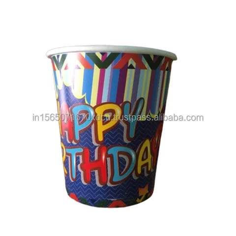 Customized Design 8-Pcs Biodegradable Disposable Paper Cups Made in India for Parties