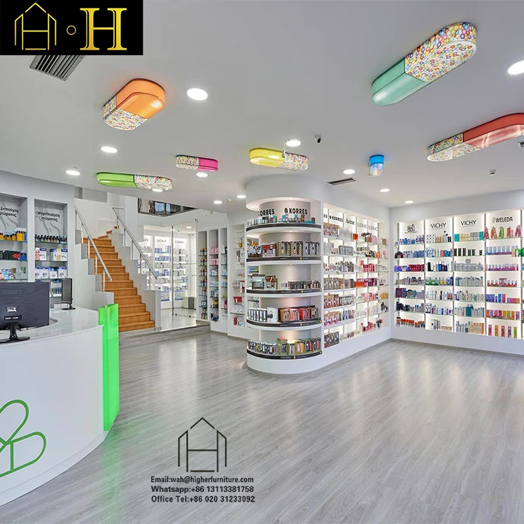 Customized pharmacy furniture retail drugstore interior design medical store furniture