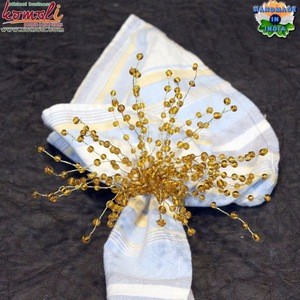 Designer gold beaded table decoration wedding napkin rings
