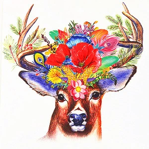Digital UV Print Watercolour Deer Canvas Wall Art Painting On Canvas