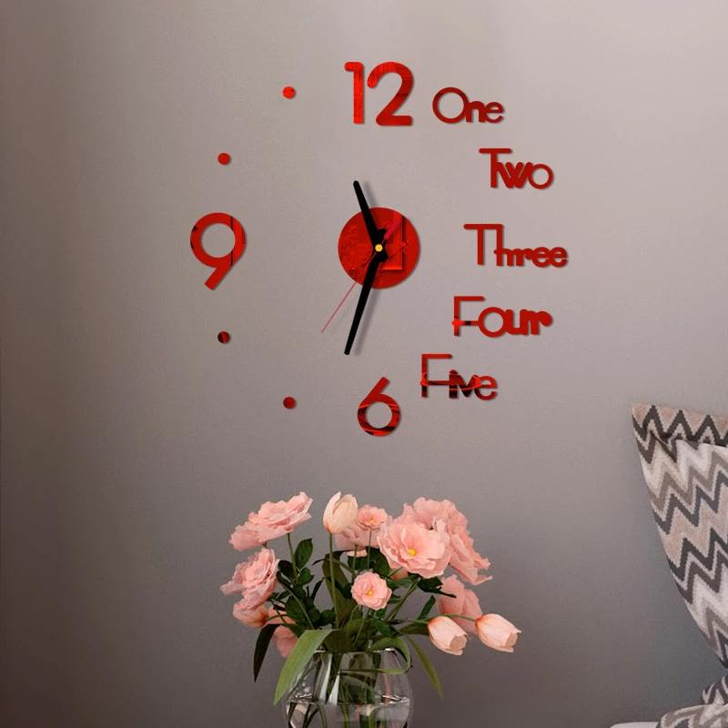 DIY Decorative modern design home decorative wall sticker clock 3D frameless large DIY wall clock