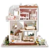 DIY Doll House Furniture with LED lights Miniature 3D Wooden Miniaturas House Casa Dollhouse Toys for Children Birthday Gifts