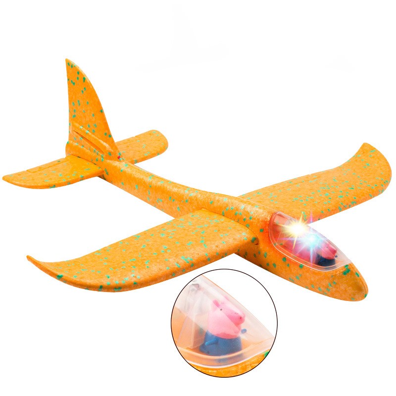 Double Hole Flashing Light Foam Airplane 2019 New Product Pig Flies A Plane Wholesale Price Outdoor Hand Throwing Gliders Toys