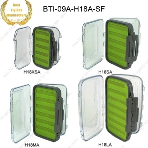 Double-sided clear lid waterproof fly fishing tackle green silicone box(B15)