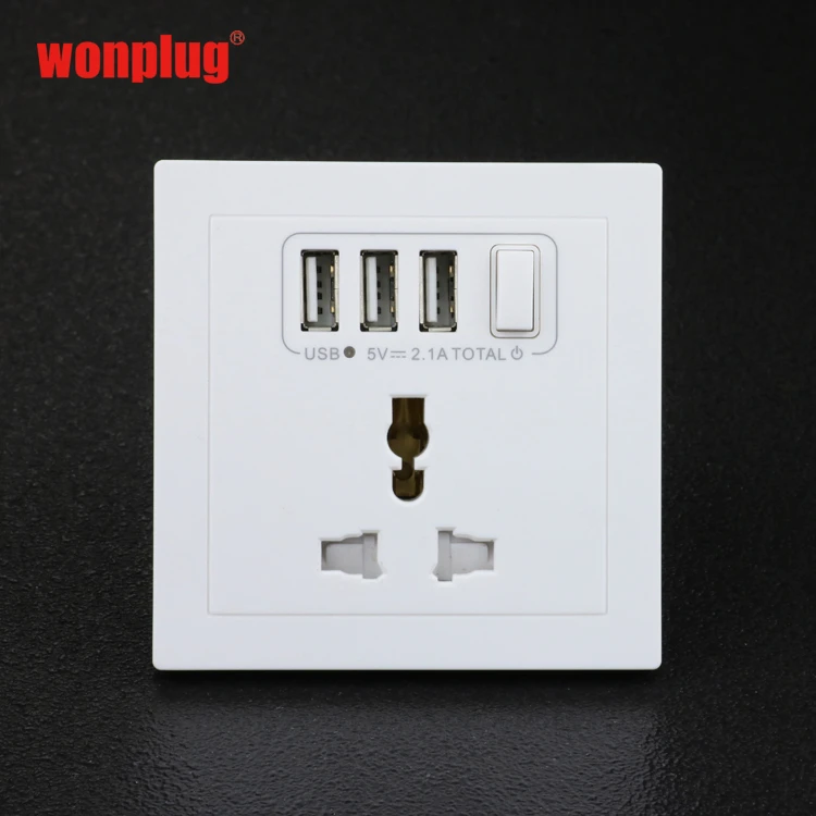 Double usb 2.1A power outlet switch wall mounted universal socket