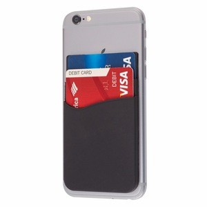 Dual Pocket Silicone Phone Wallet - silicone material, adheres to back of phone with strong adhesive and comes with your logo