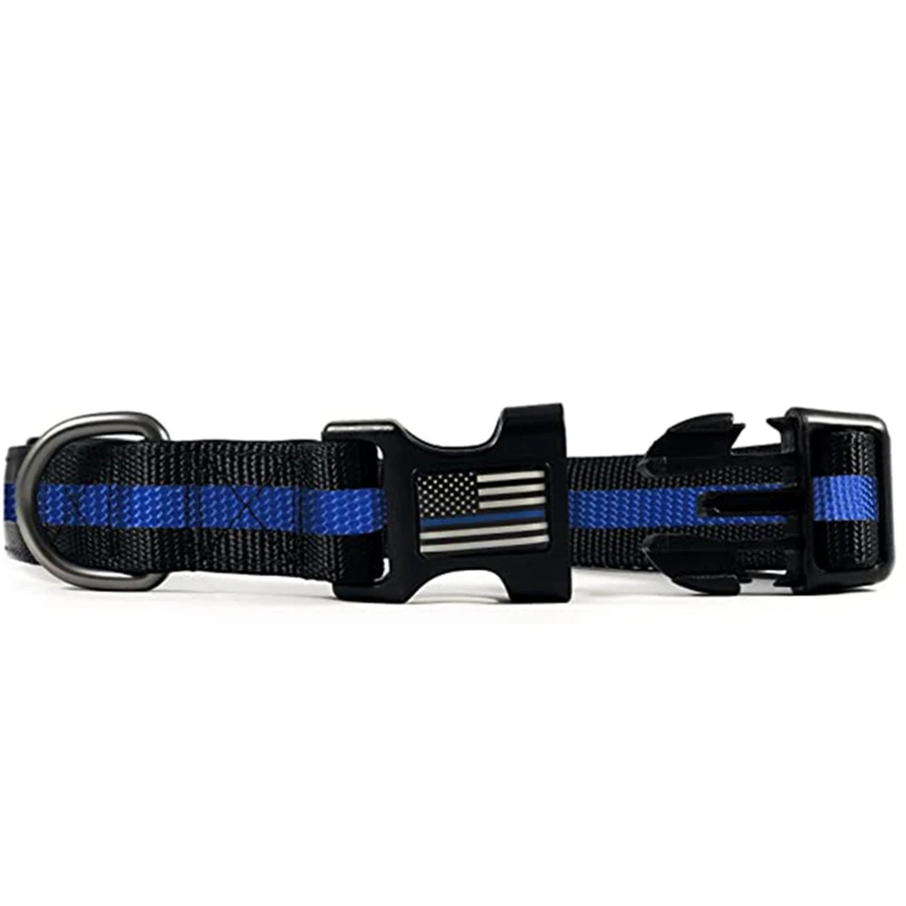 Durable High Strength Lightweight Blue Stripe Nylon Dog Collar