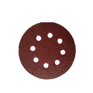 Durable polishing tool round aluminum oxide red sanding disc 5inch 8hole