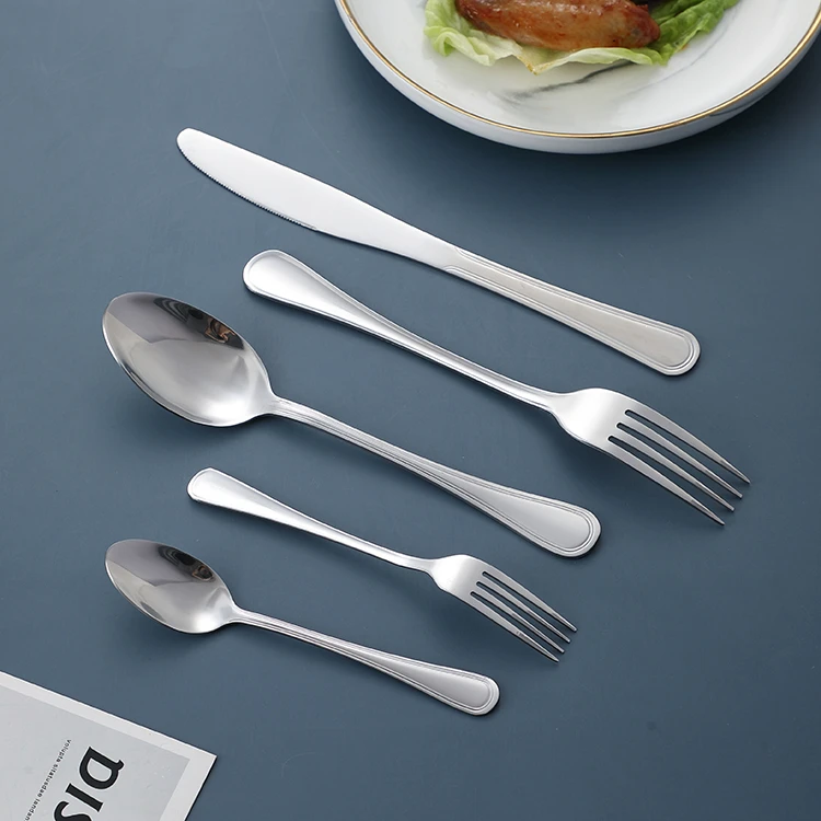 Eco Friendly Custom Knife  Italian Luxury Fork Kitchen Silverware Flatware Camping Spoon Set Stainless Steel Cutlery Set