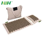 Eco linen fabric yoga massager acupressure mat pillow natural jute filler acupressure massage lotus mat linen