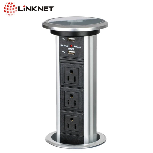 electric rise and fall pop up socket Tower power socket kitchen table power socket ,2 germany socket,bluetooth audio