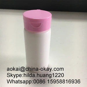 Empty plastic clean powder bottle/65g baby powder cosmetic bottle/Talcum powder bottle with pink flip top