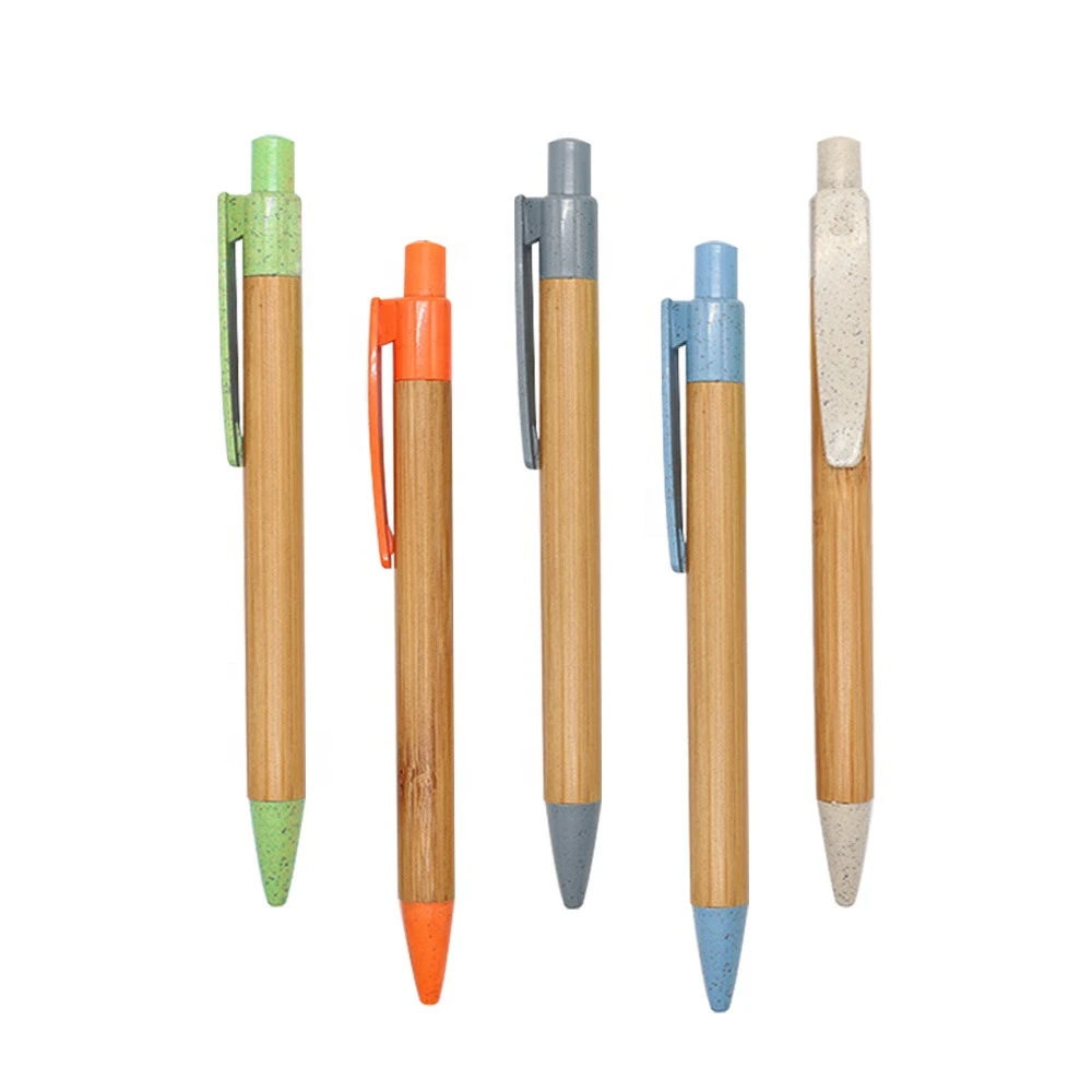 Environmental protection bamboo pen + straw raw material accessories environmental protection pen customization