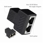 Ethernet LAN Connector RJ45 Splitter Adapter 1 Female to 2 Female For Two Computers to Share One Ethernet Cable