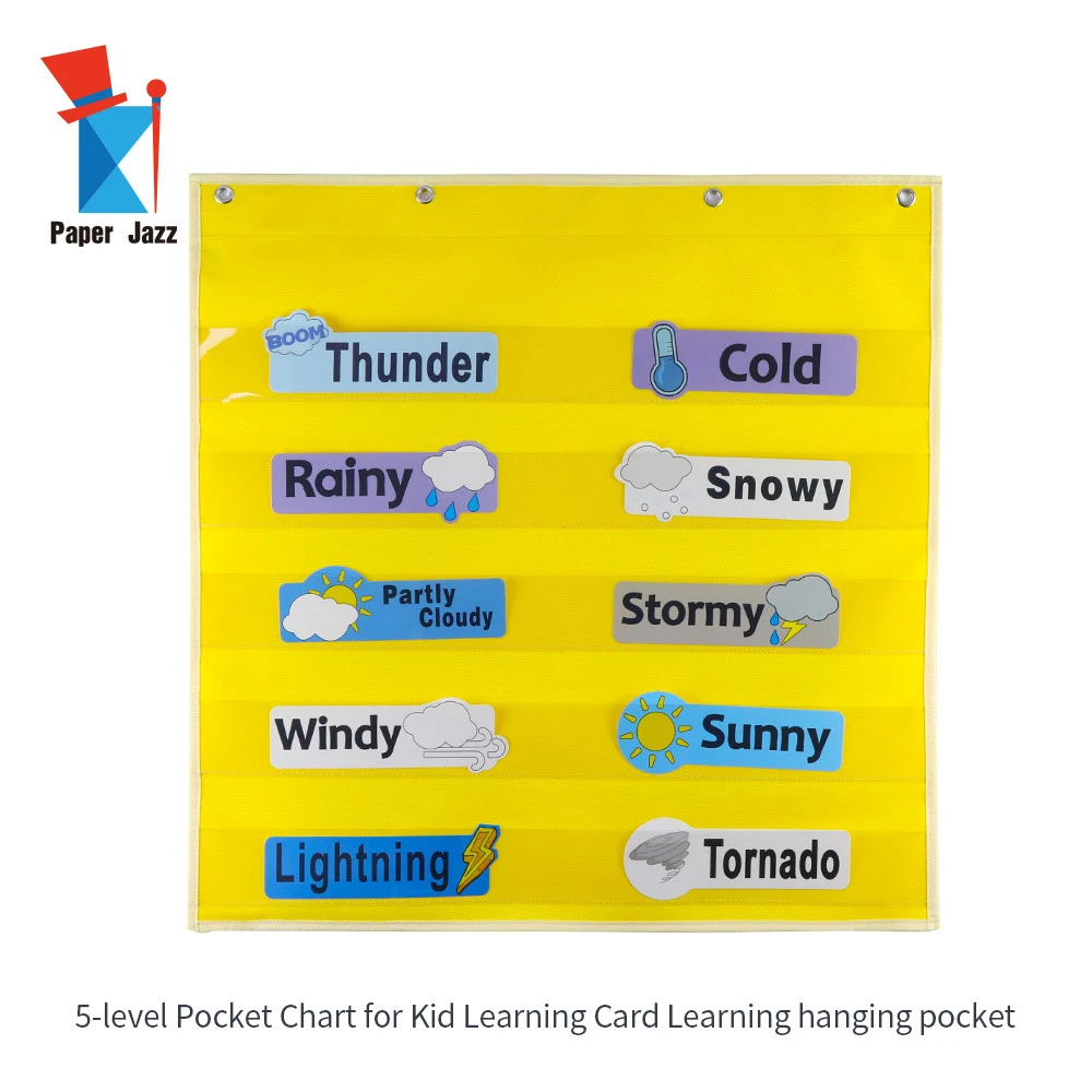 EU Standard 600D Oxford Fabric for Kid Teaching and Learning Card  with 5-level Educational  Pocket Chart Home and Classroom