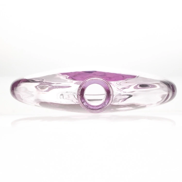 European Style 540ml Empty Flat Round Pink Crystal Glass Decorative Coloured Glass Attar Vase