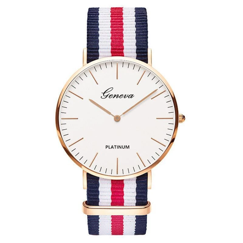 European style, nylon wristwatch band two - hand quartz wrist watch