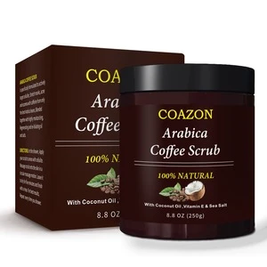 Exfoliating Coffee  Body Scrub with Coconut oil/Sea Salt Intensely Moisturizing and Invigorating Face and Body Scrub 250g OEM