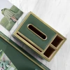 Factory hot sale Light luxury tissue box copper multi-function tissue box living room coffee table decorative leather tissue box