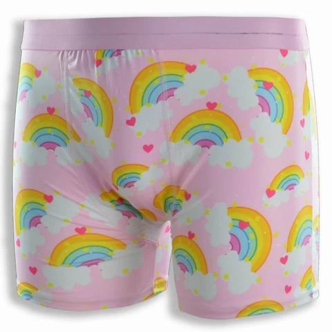 Factory Logo Custom Boxer Shorts Colorful Rainbow Print Boxer Elastic Spandex Polyester Men Briefs Underwear