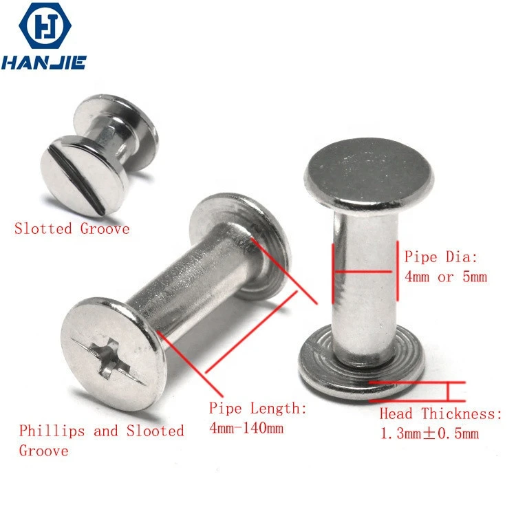 Factory Price M5 Head 10 Stainless Steel Phillips and Slotted Flat Head chicago screw rivets