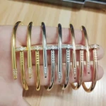 Fashion Brand  Gold Plated Titanium Steel Screw Nail Diamond Bracelet Designer Bracelets custom logo bracelet