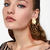 Fashion Jewelry Acrylic Women Earring Gold Plated Five-pointed Star Diamond Leopard Hoop Earrings