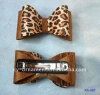 fashion leather bow barrettes with leopard pattern for hair